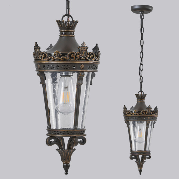 Astoria Grand Anitque Flower Crown Outdoor Hanging Lighting With Clear